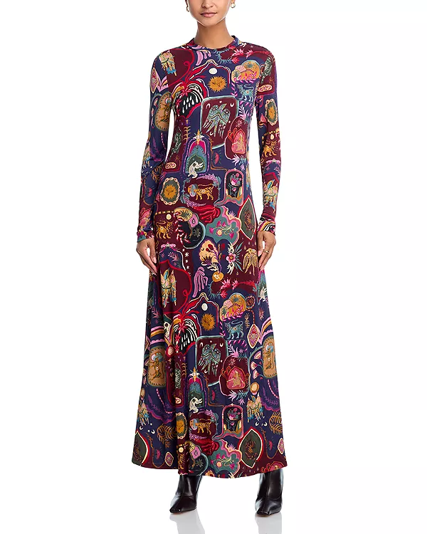 

Художественное сюрреалистическое платье-макси Farm Rio, мультиколор