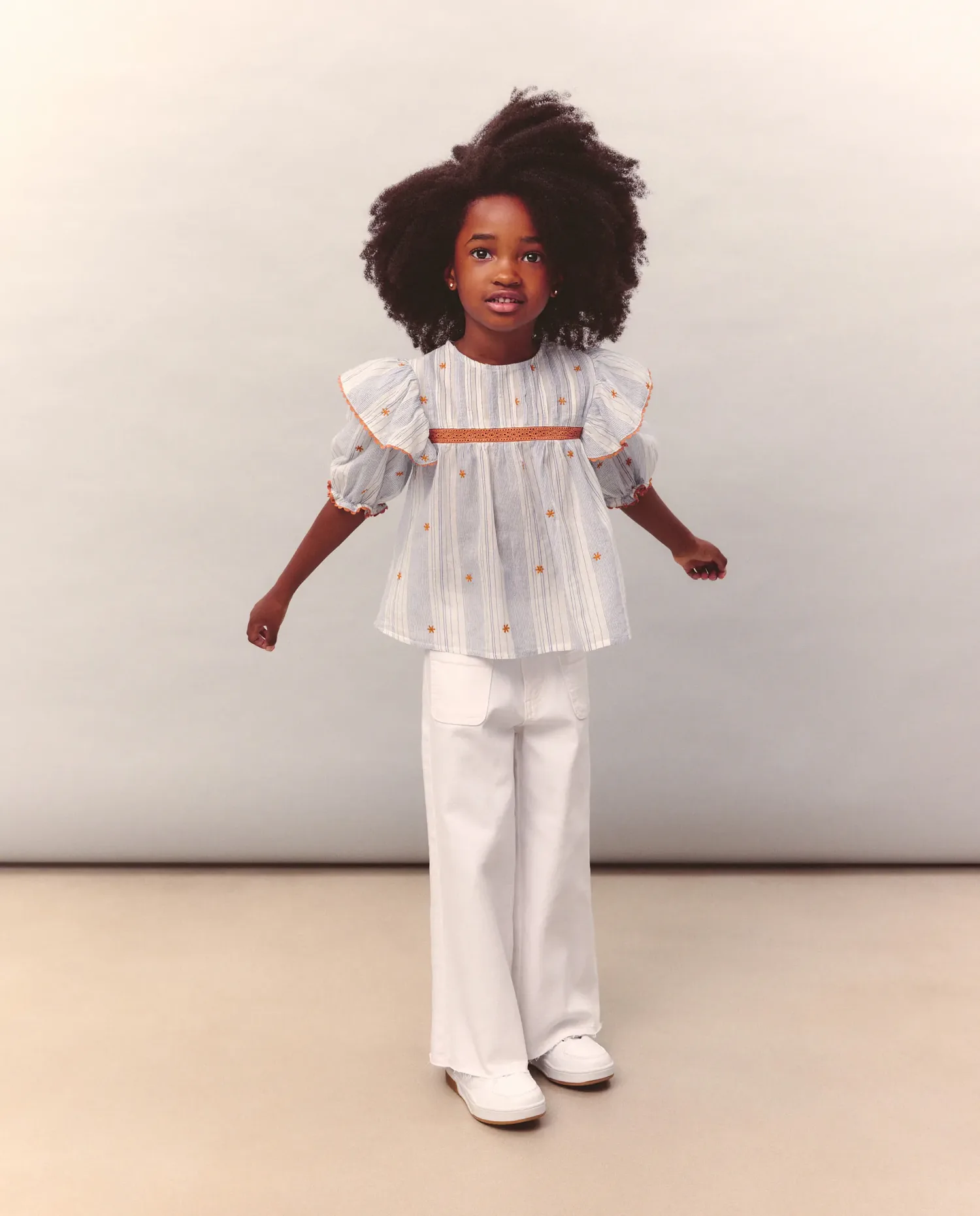 Детские брюки из саржи широкие Kids El Corte Inglés, Blanco Roto