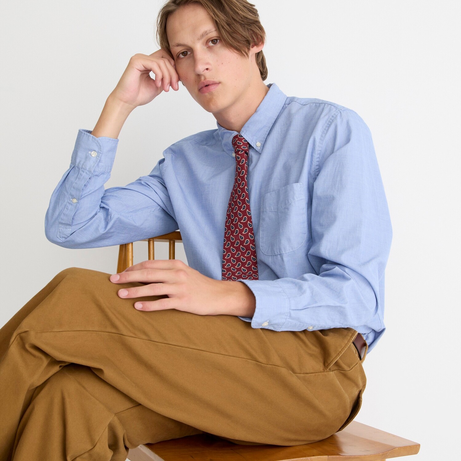 

Рубашка из тонкого хлопкового поплина с секретной стиркой J.Crew, синий