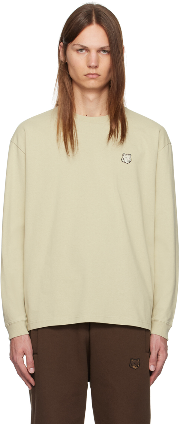 

Футболка бежевая с нашивкой в виде головы лисы Comfort Maison Kitsune, Ash tree