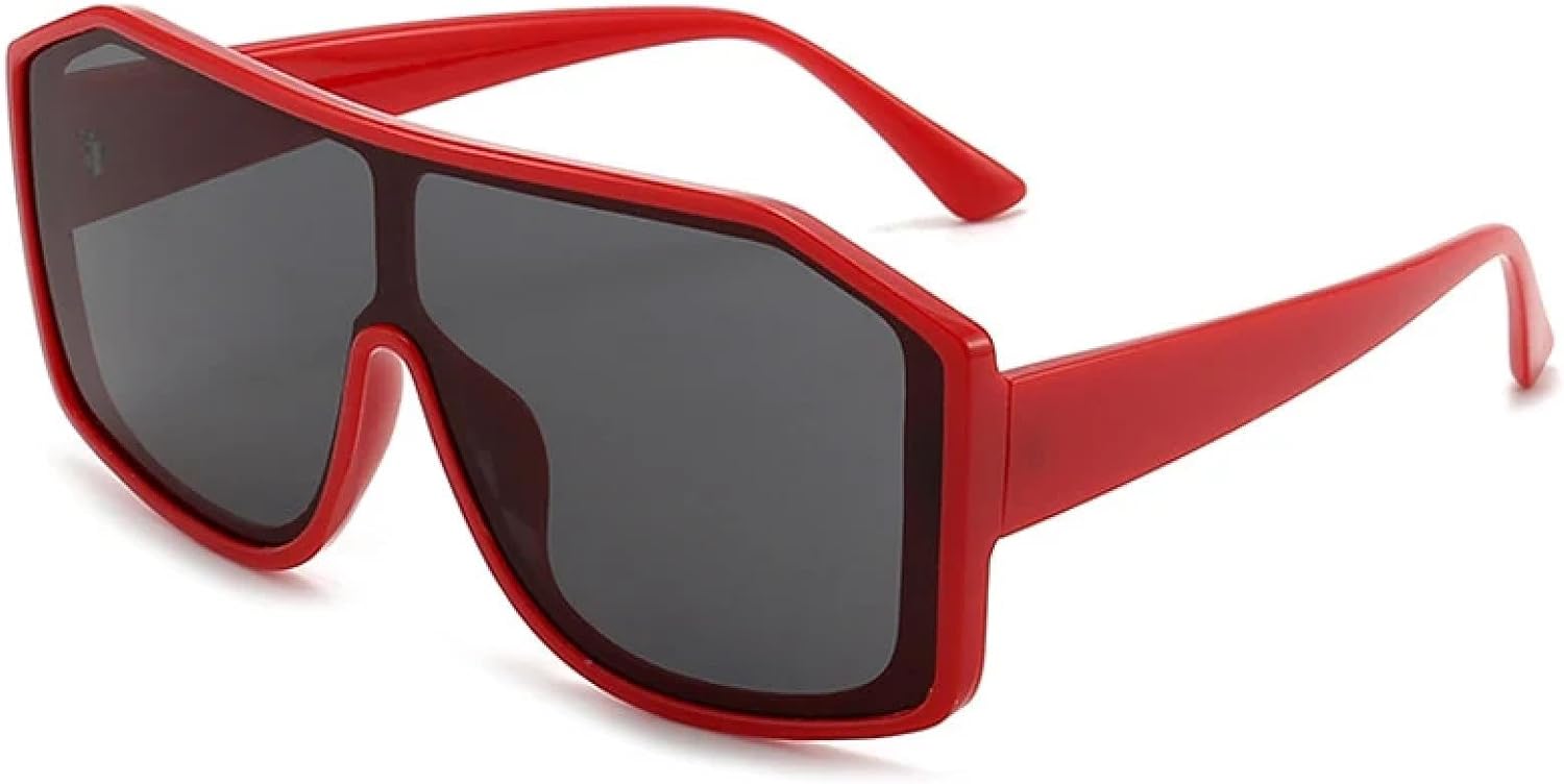 

Винтажные солнцезащитные очки большого размера с цельной оправой для женщин и мужчин, роскошные очки унисекс для активного отдыха и вождения, защита от УФ-излучения UV400 TKKTLLT, Red Gray