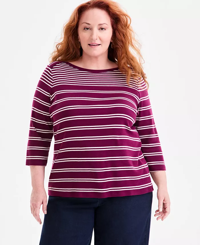 

Футболка с принтом из пима-хлопка Plus Size с рукавом 3/4 Style & Co, красный