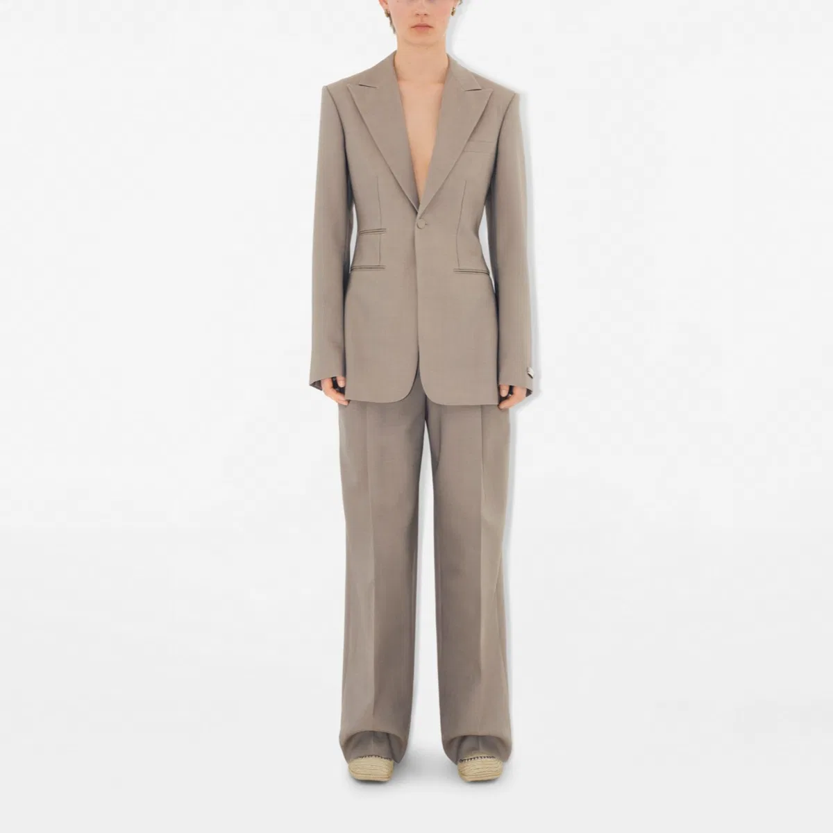 Брюки Burberry wide-leg из шерсти, Khaki — фото 4