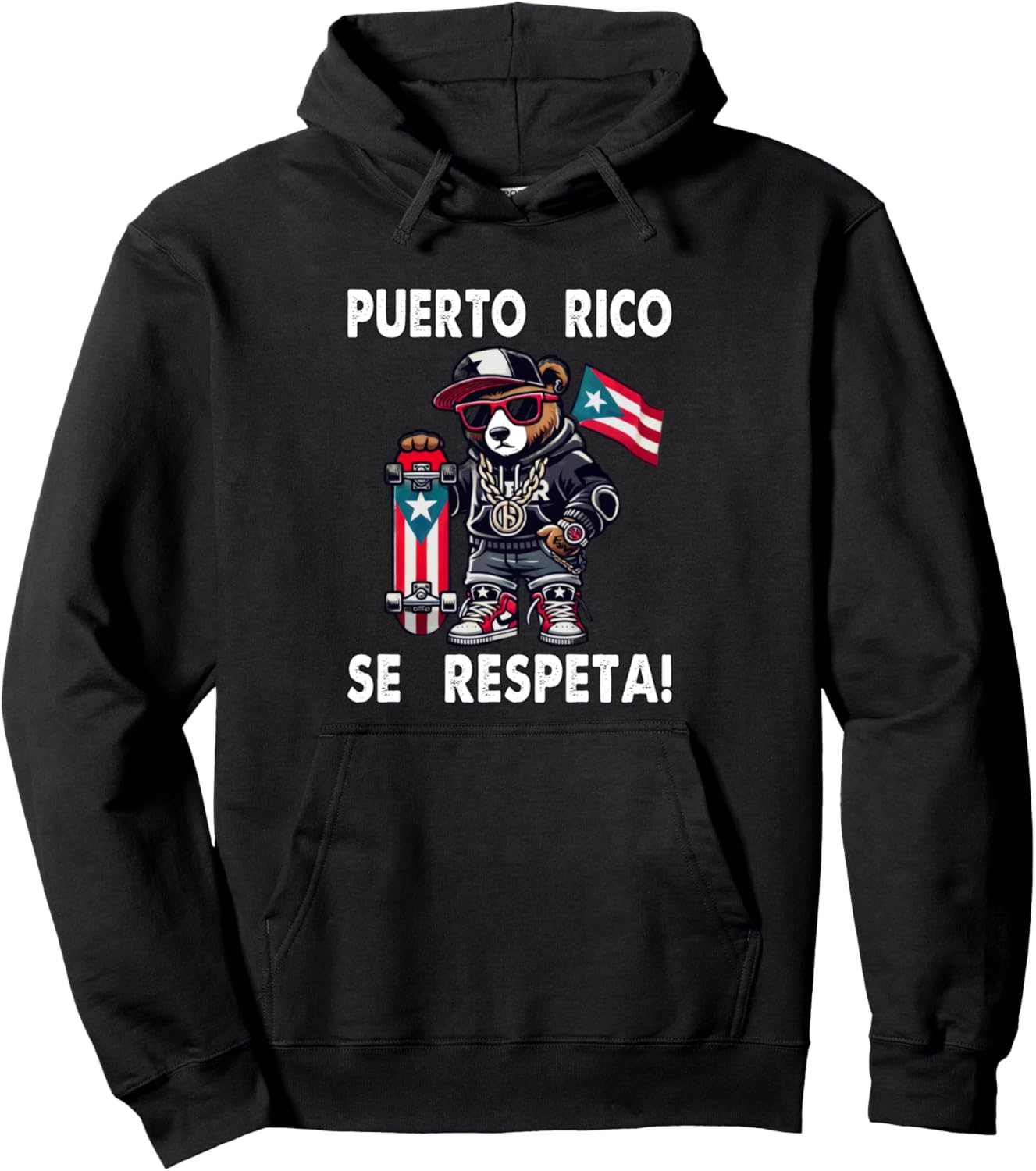 

Пуэрто-Рико Se Respeta Urban Skater Bear Boricua Флаг PR Толстовка Puerto Rico Se Respeta Collection, More Here, черный