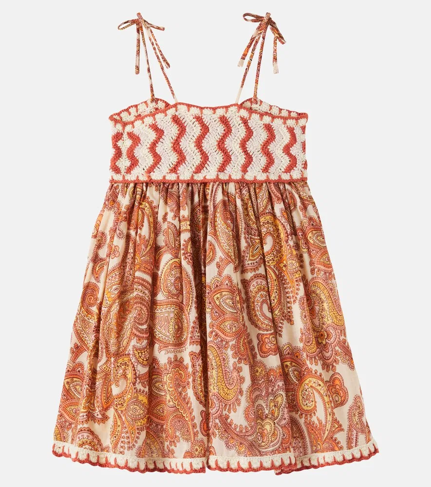 Хлопковое платье Patience с узором пейсли Zimmermann Kids, мультиколор — фото 2