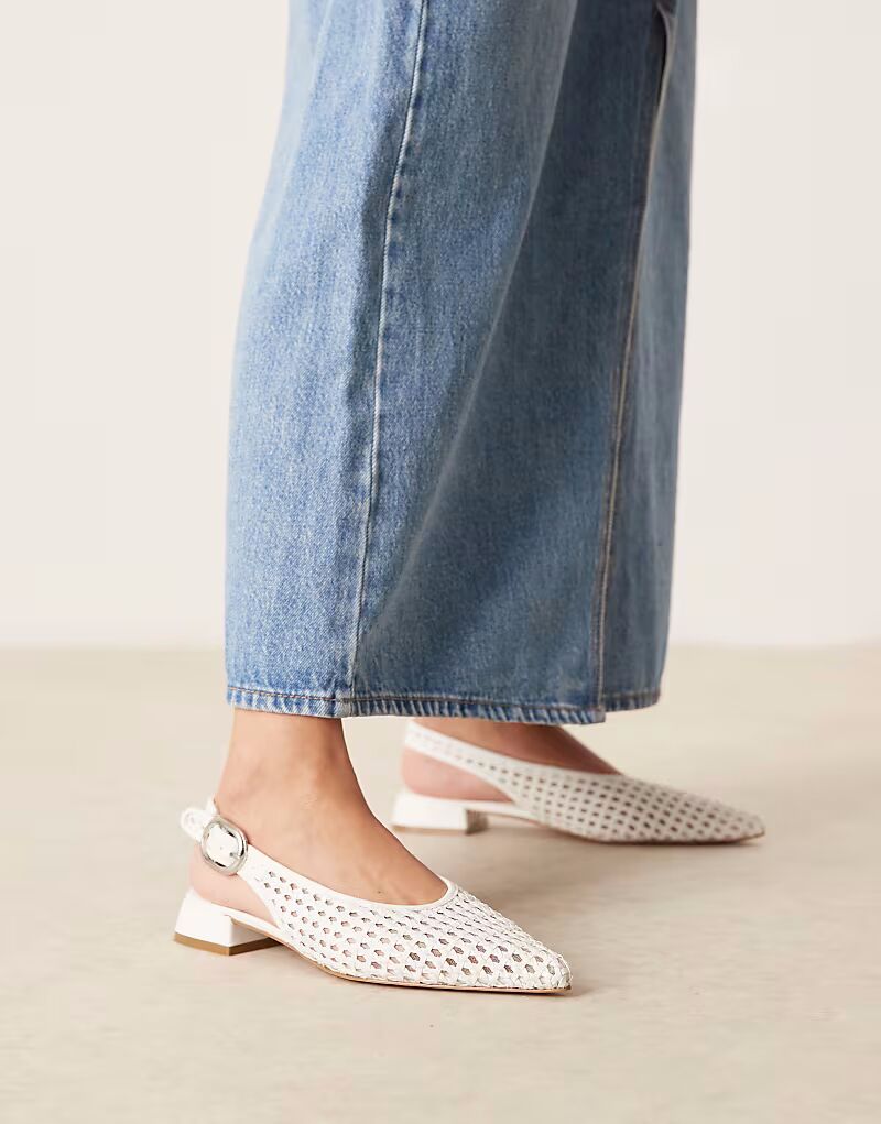 Балетки Leonora с открытой пяткой ASOS DESIGN из белой ткани