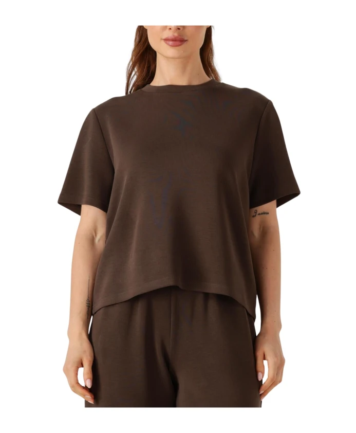

Футболка свободного кроя с круглым вырезом, бежевого цвета. Selected Femme, коричневый