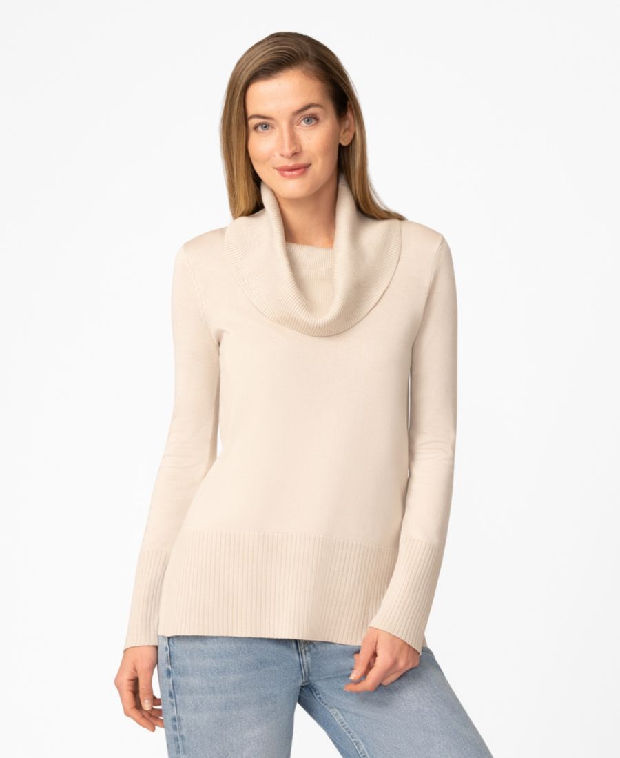 

Женский ребристый свитер-туника с воротником-хомутом Melissa Paige, Pumice Stone