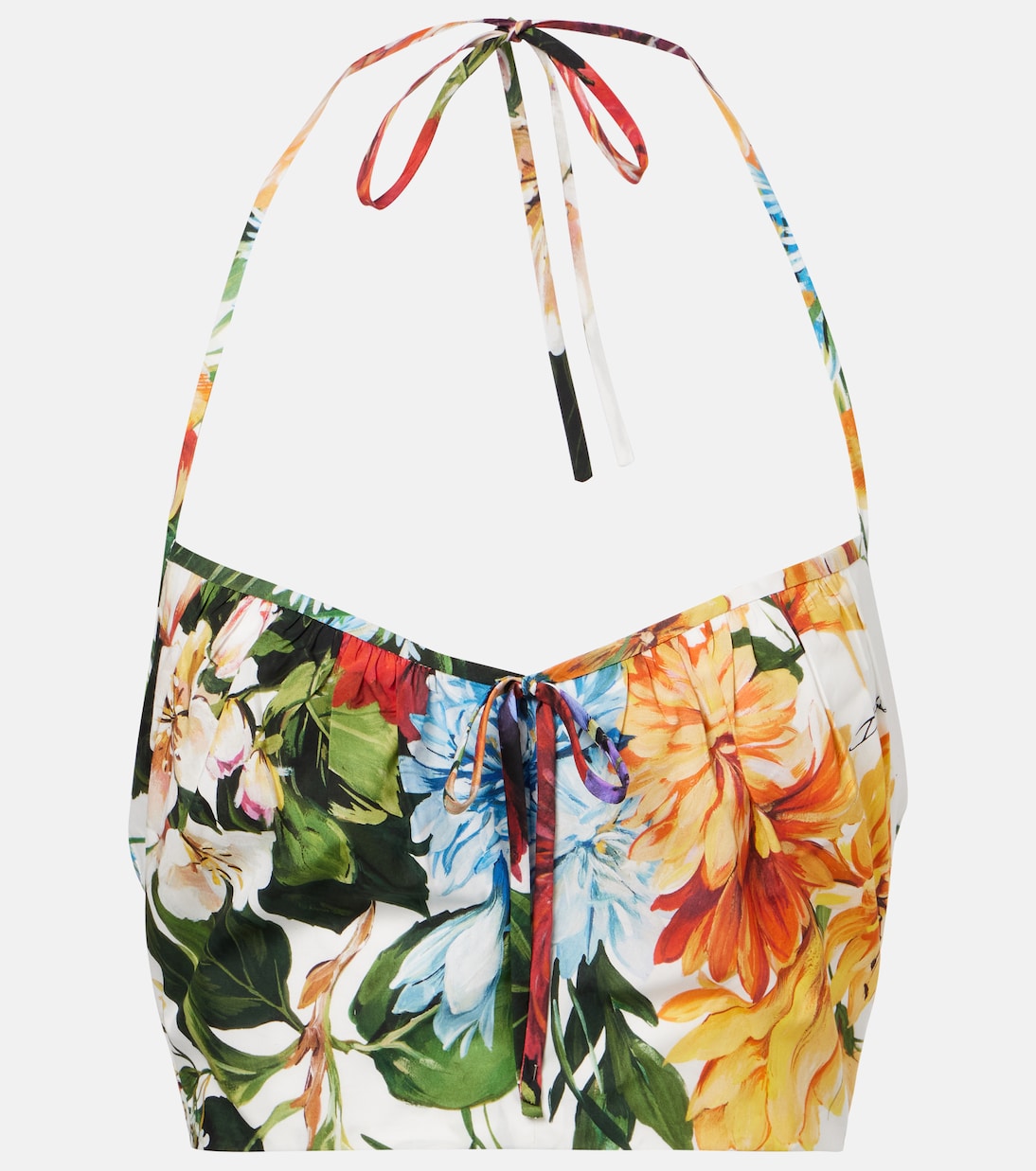 

Хлопковый поплиновый укороченный топ с цветочным принтом Dolce&Gabbana, B.Fiori Cret. F.Bco