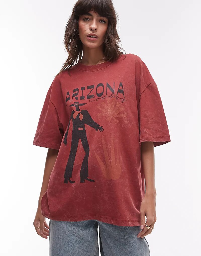 

Графическая футболка свободного кроя Arizona Holiday в бордовом цвете Topshop