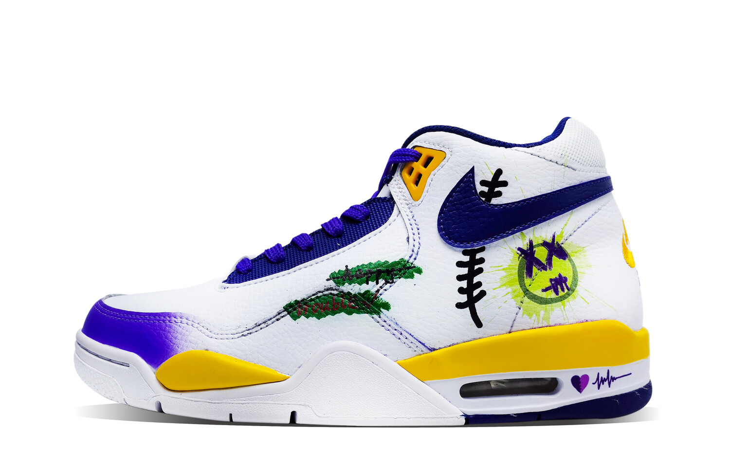 

Кроссовки Nike Flight Legacy Vintage Basketball Shoes Men Mid-top White/Royal/Yellow, белый/желтый