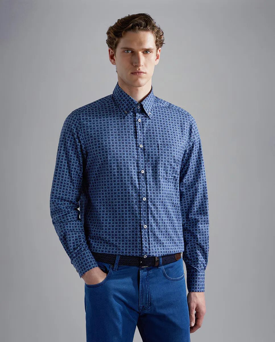 

Мужская рубашка большого размера с длинным рукавом Paul & Shark, синий