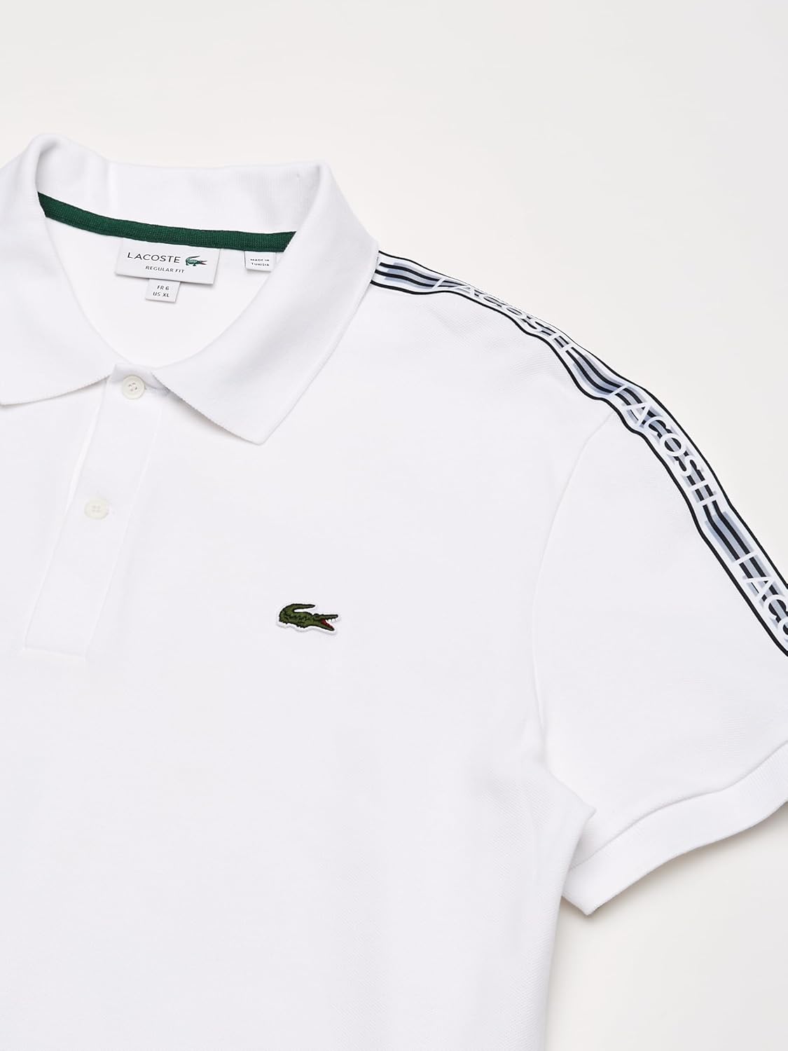 Lacoste мужская поло с логотипом и полосками из пике, White — фото 2