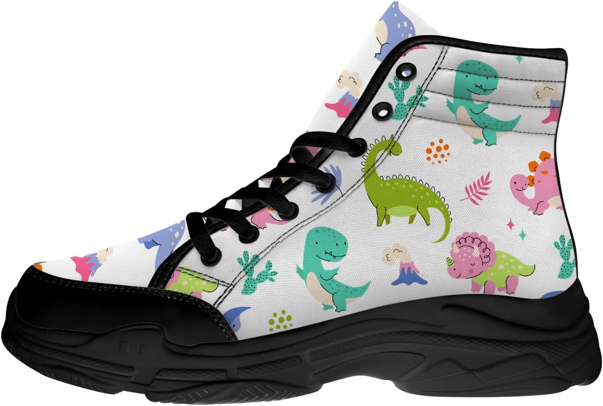 

Мужские и женские высокие кеды с динозавром, тканевые туфли на шнуровке с платформой, подарки для него и нее Generic, зеленый