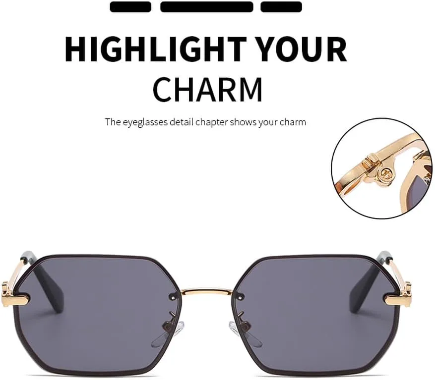 

Металлические многоугольные солнцезащитные очки для женщин и мужчин, нестандартной формы, для вождения, черные, защита от УФ-излучения UV400 TYUVIVO, Brown