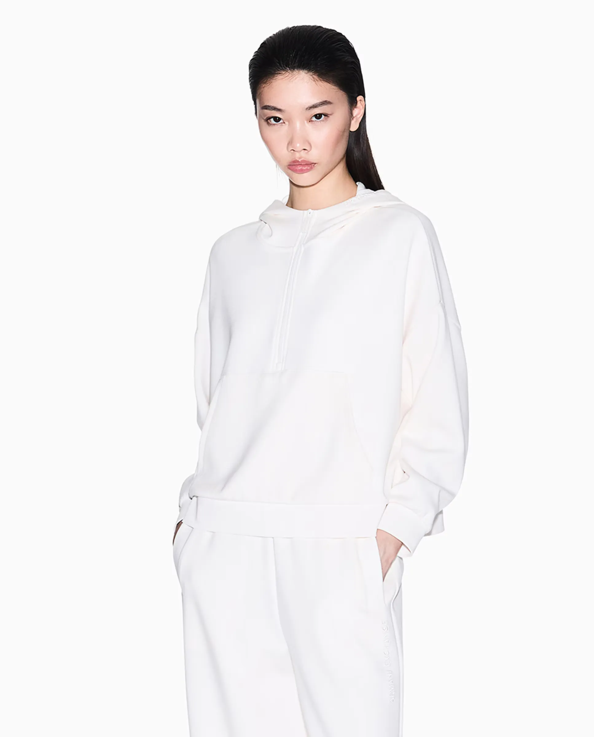 

Женская худи с капюшоном и полумолнией Armani Exchange, цвет Crudo
