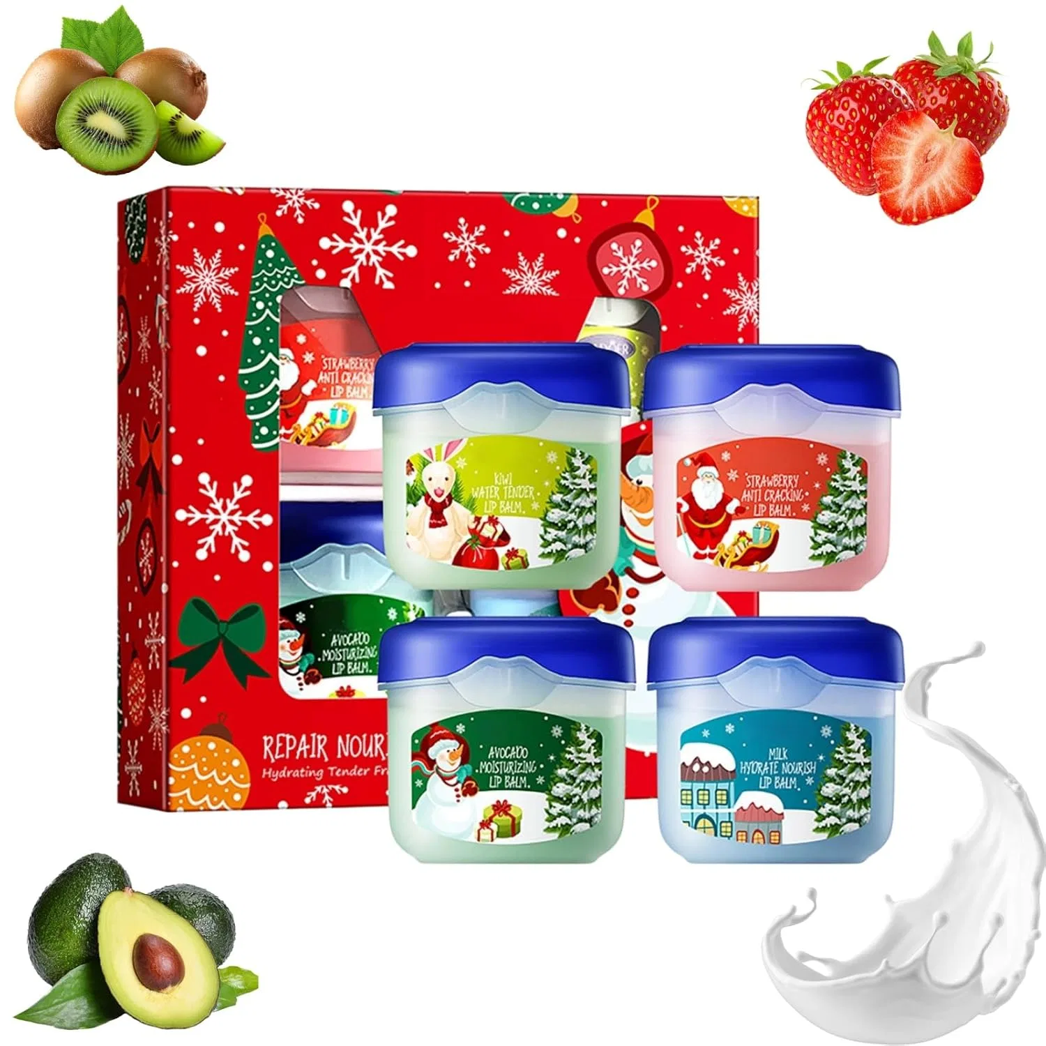 Набор мини-бальзамов для губ «Christmas Lip Balm Set» Radiantre, 1 Set