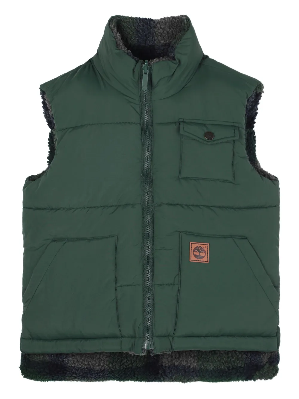 Стеганый жилет из дутого материала Timberland Kids, зеленый — фото 2