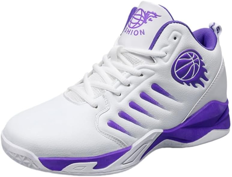 

Мужские баскетбольные кроссовки Fusecottc среднего верха - дышащие модные кеды, белый/фиолетовый