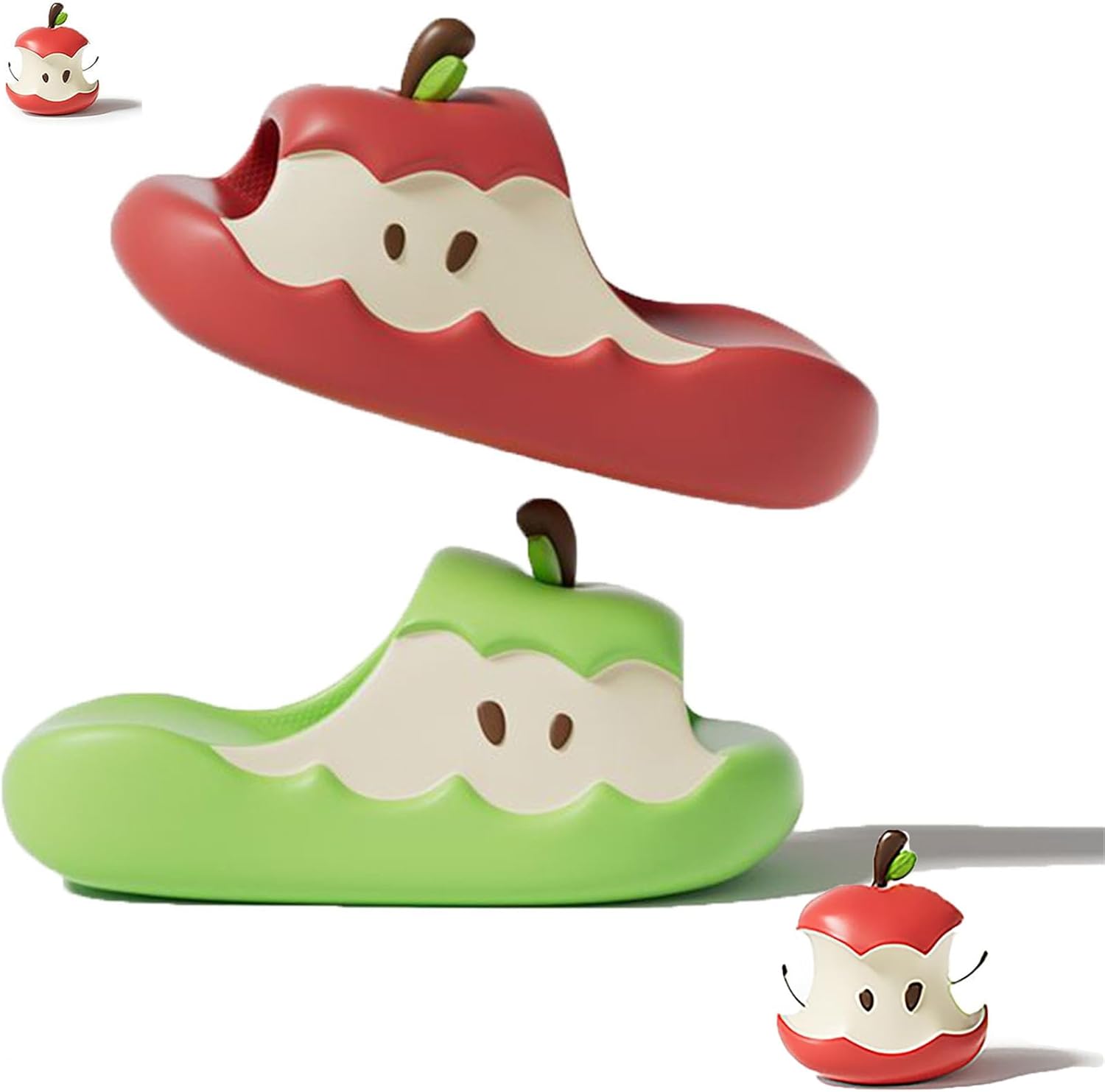 

Тапочки в форме яблок для женщин и мужчин, милые 3D-сандалии в форме мультяшных яблок с нескользящей подошвой, пляжные сандалии Generic, красный/зеленый