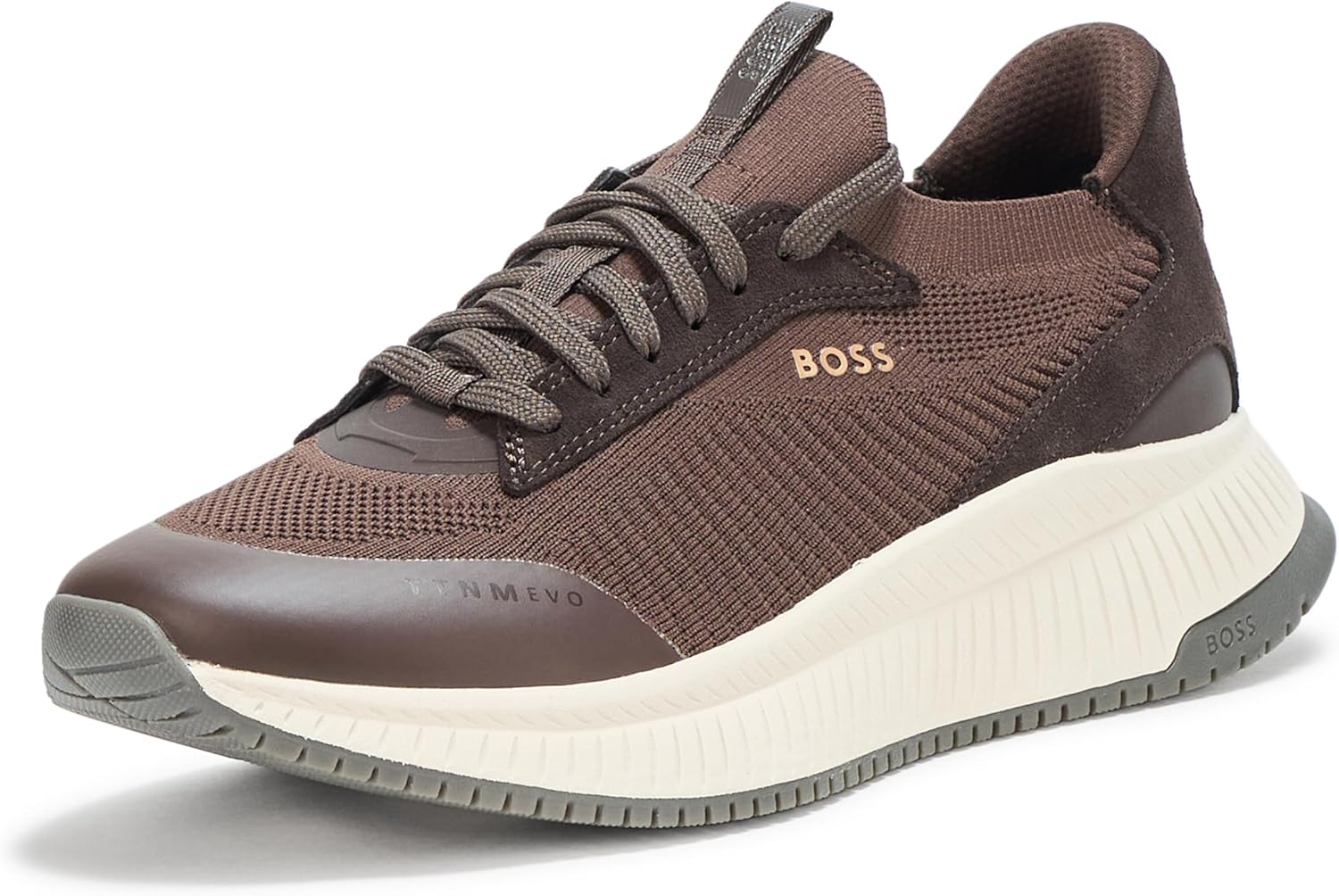 

BOSS мужские современные кроссовки для бега с вязаной структурой, Cappuccino Brown