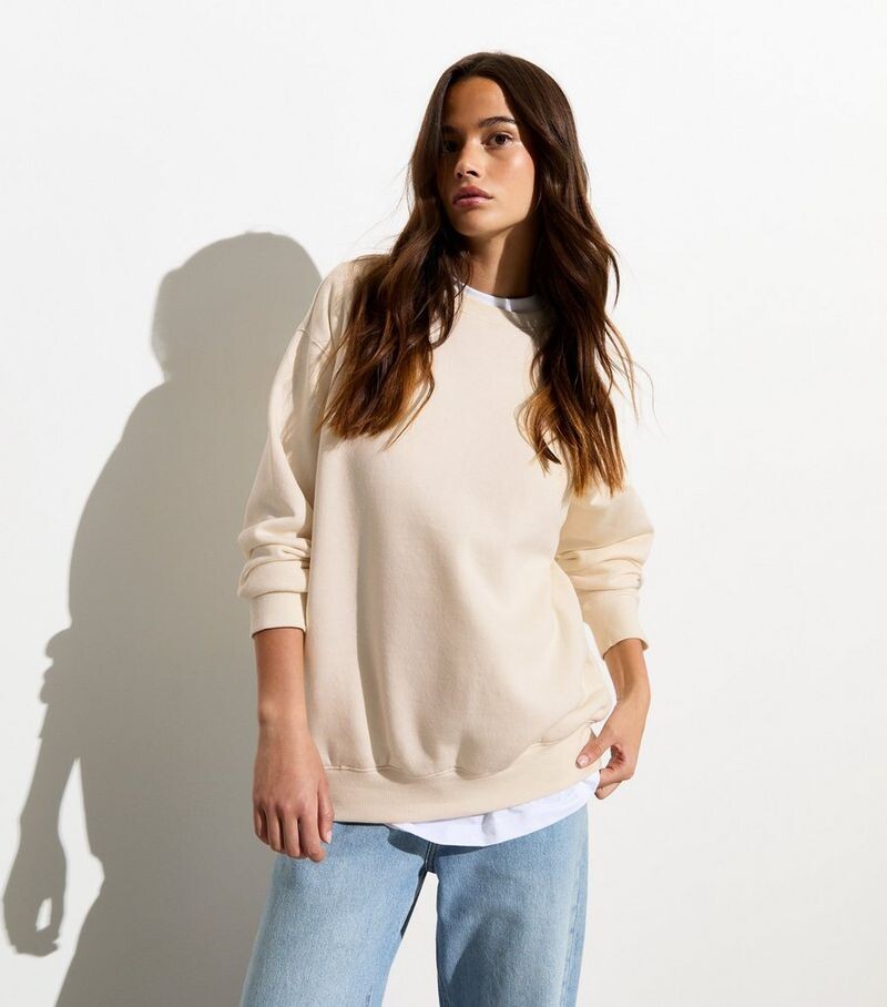 

Off-White Свитер из джерси с круглым вырезом New Look, белый