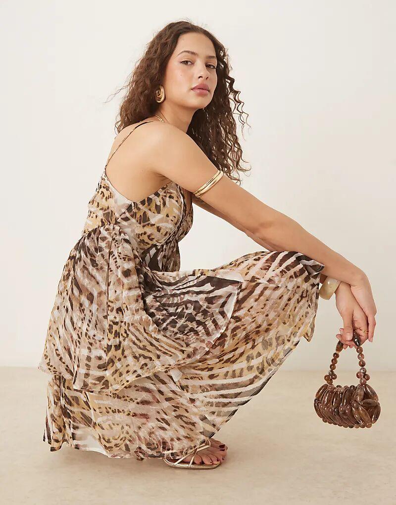 

Мини-платье ASOS DESIGN на бретелях с анималистичным принтом