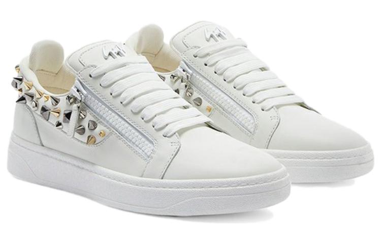 Сникерсы низкие с вышивкой стразами Giuseppe Zanotti, белые — фото 3