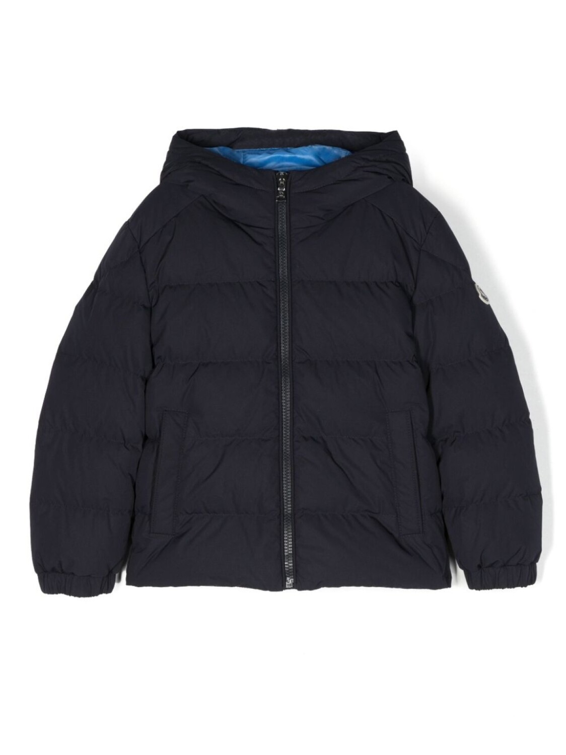 

Moncler Enfant пуховик на молнии с капюшоном, синий