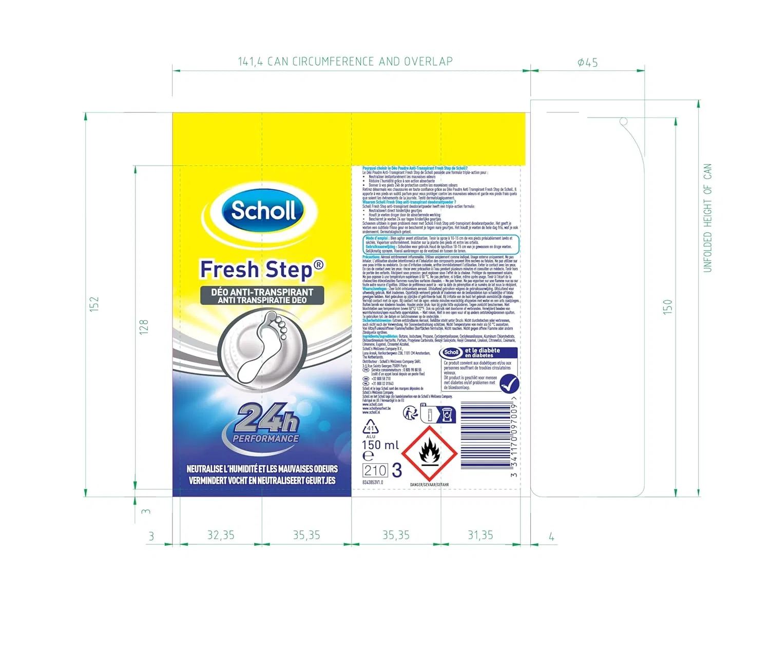 Набор антиперспирантов-спреев Scholl Antiperspirant Powder Spray 2 x 150 мл Dr. Scholl'S — фото 3