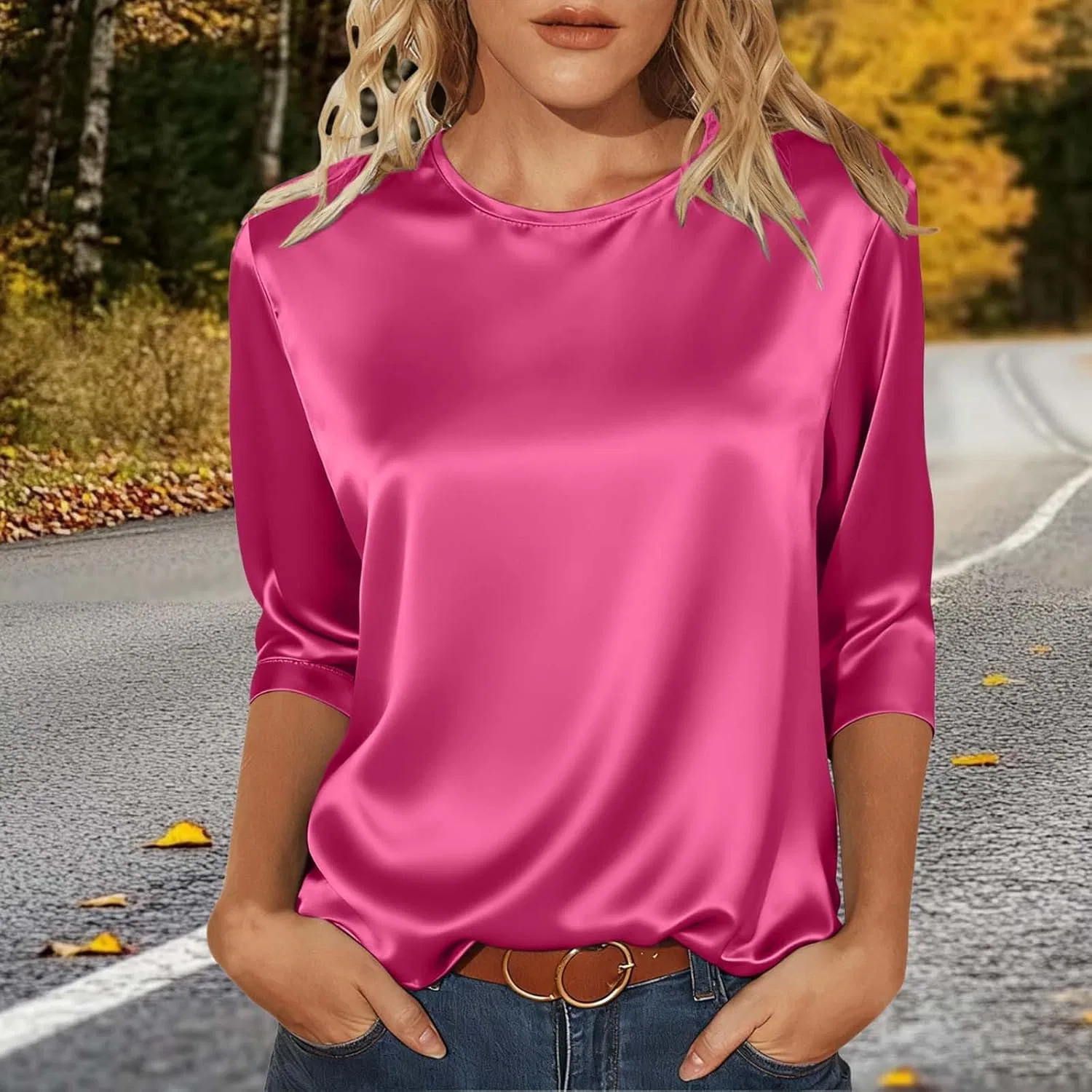 Блуза с рукавом 3/4, Hot Pink — фото 2