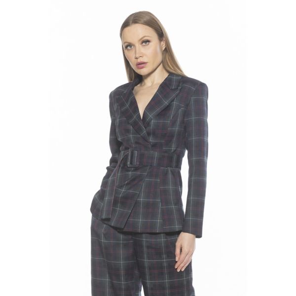

Женский удлиненный блейзер Janna в клетку с поясом Alexia Admor, цвет green plaid