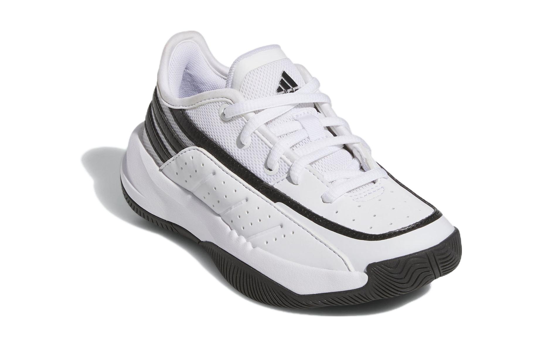 Adidas Front Court амортизация износостойкие низкие детские баскетбольные кроссовки белый черный Kids — фото 4