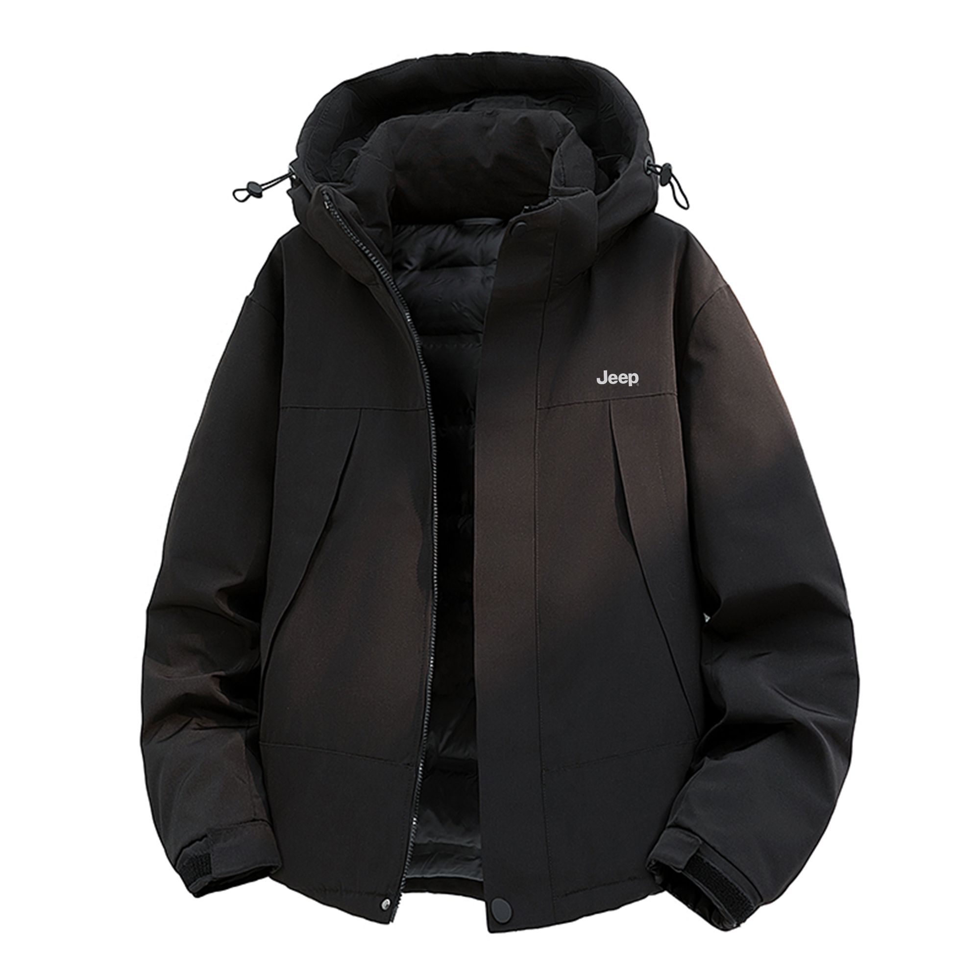 

Пуховики унисекс с капюшоном, утепленные пуховые куртки Jeep, черный