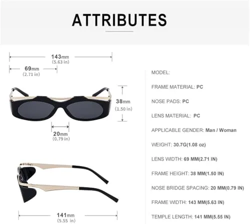 

Винтажные солнцезащитные очки 2027 года в маленькой овальной оправе для женщин, металлические солнцезащитные очки в стиле панк, защита от ультрафиолета UV400 MTZJH, 7