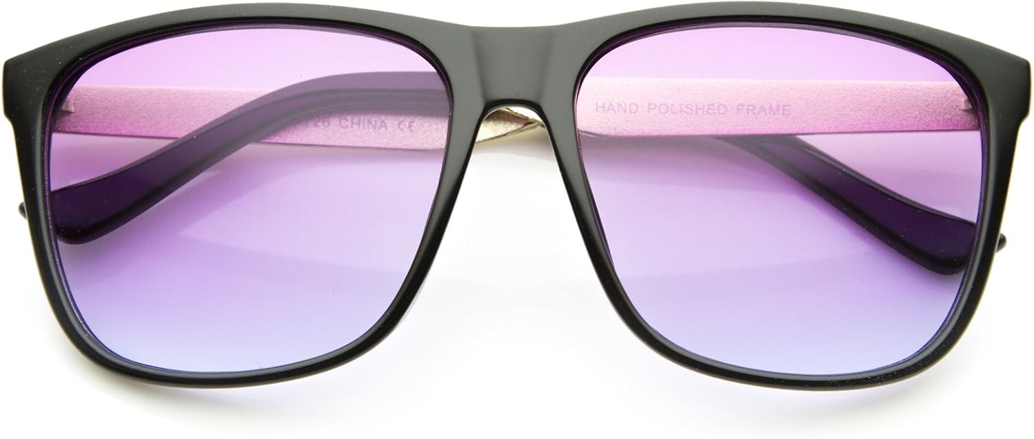 

Солнцезащитные очки zeroUV в современном стиле с роговой оправой, градиентными цветными линзами, металлическими дужками и квадратной формой, диаметр линз 56 мм, Black / Pink