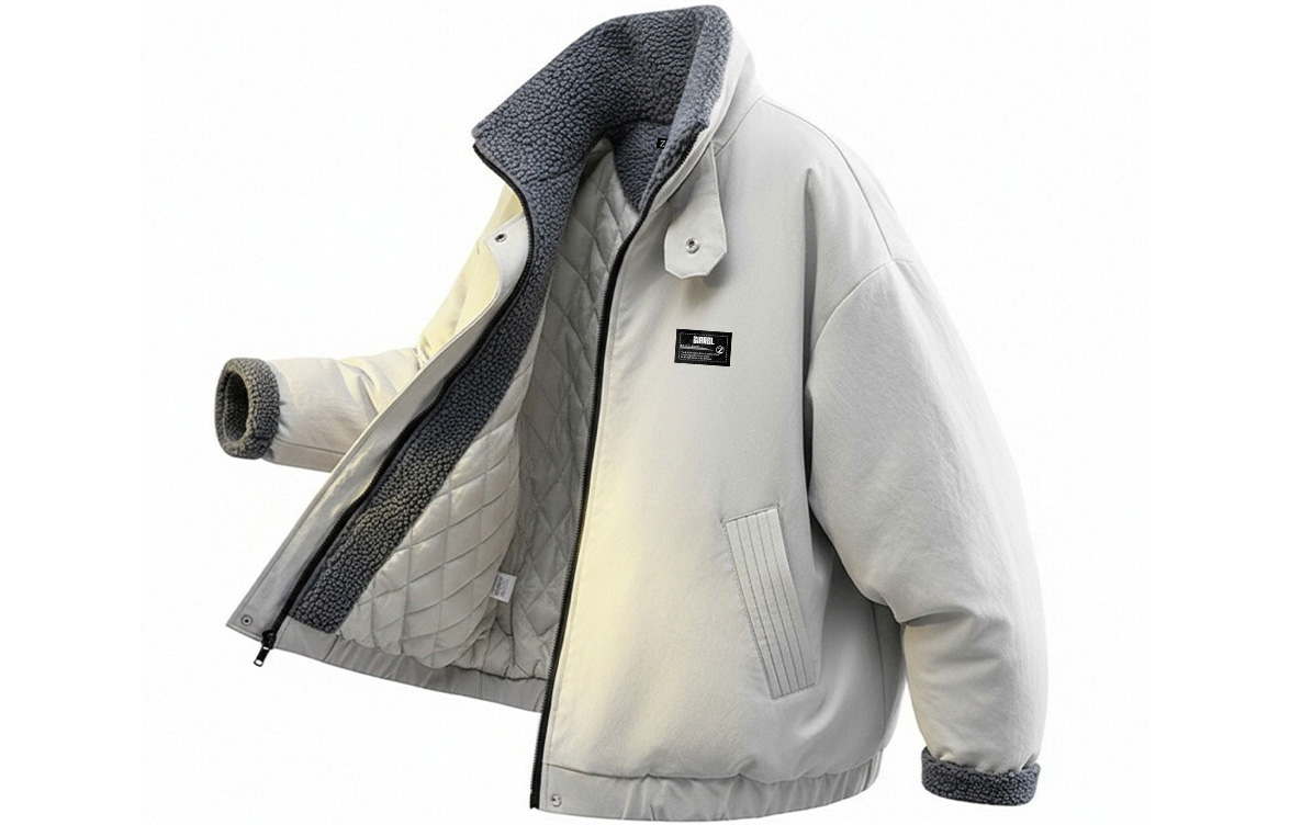 

Пуховик Unisex Lapel Thickened ZIAREL, светло-серый[removable logo]