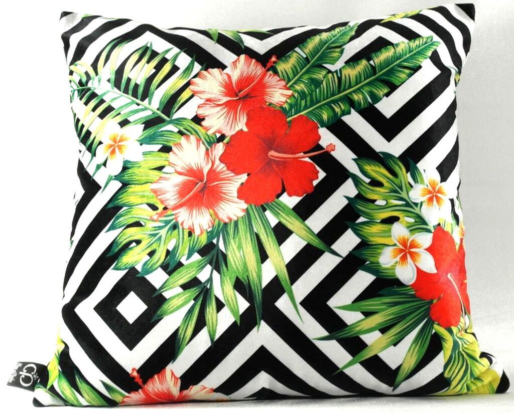 

Роскошная декоративная подушка Casa Padrino Miami Flowers & Leaves черный/белый/разноцветный 45 x 45 см - тончайшая бархатная ткань - качество класса люкс