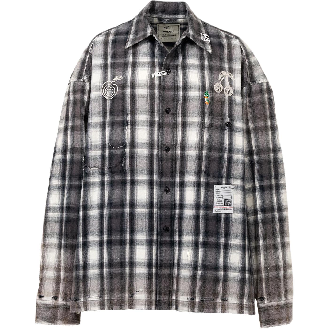 

Мужская рубашка в винтажную клетку, коллекция осень-зима 2025 Maison Mihara Yasuhiro, черный