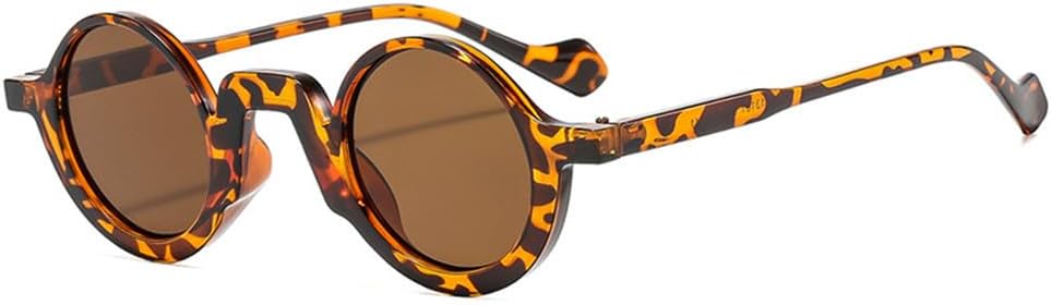 

Солнцезащитные очки UV400 - маленькие круглые, в стиле панк с леопардовым принтом, для женщин и мужчин, для бега и занятий спортом на открытом воздухе UYPTK, Leopard Tea