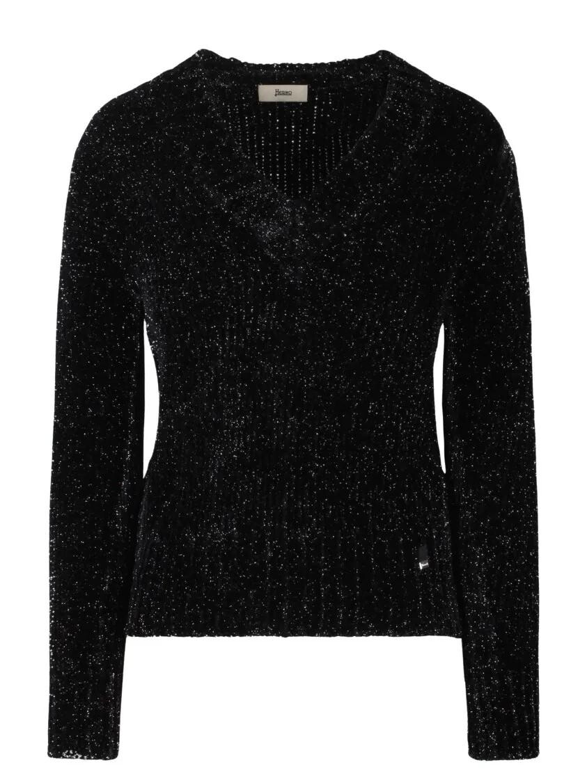 

Блестящий свитер Herno, черный