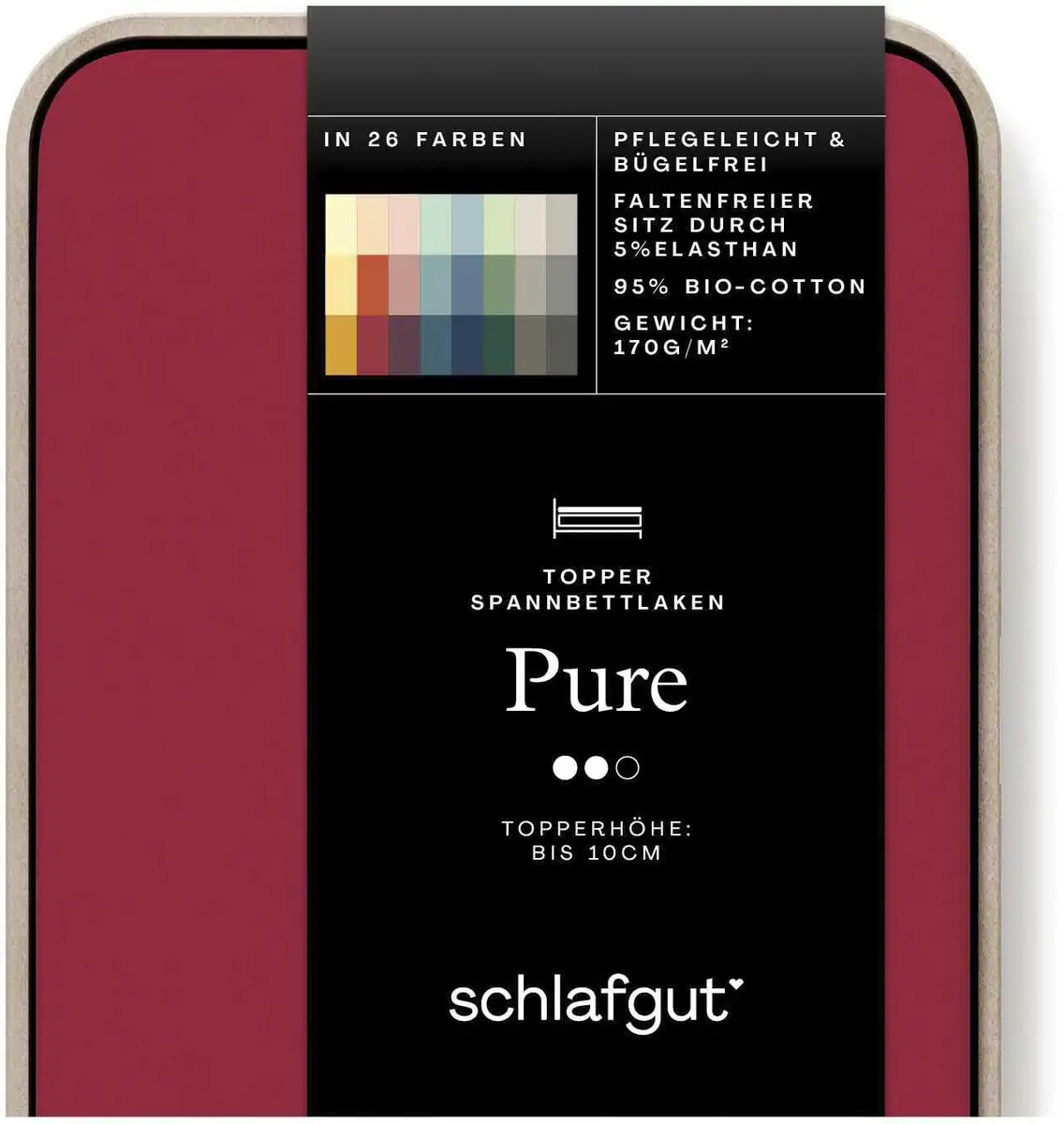 

Простыня Schlafgut "PURE TOPPER" хлопковая 90-100х200-220 см, 1 шт., красный