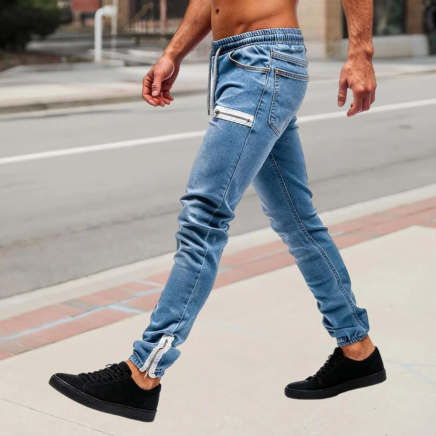 Джинсы skinny, синие — фото 4