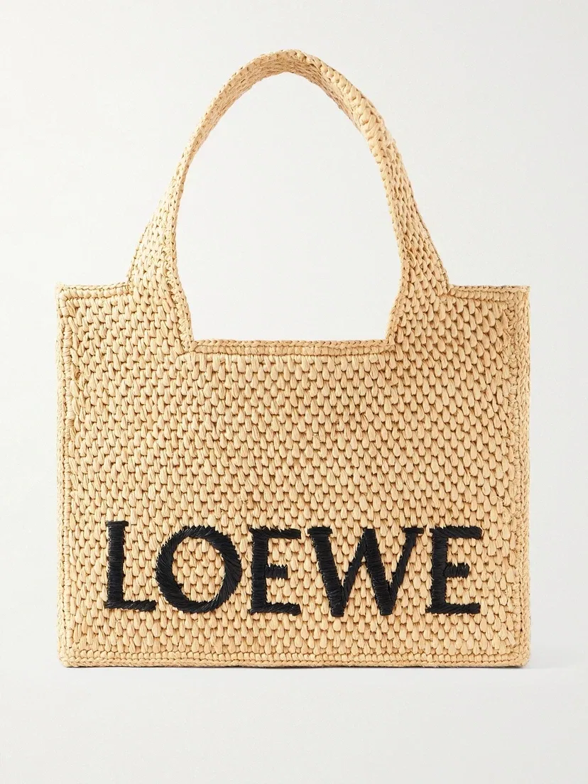 Вышитая рафия-тоут LOEWE + Paula's Ibiza, бежевый
