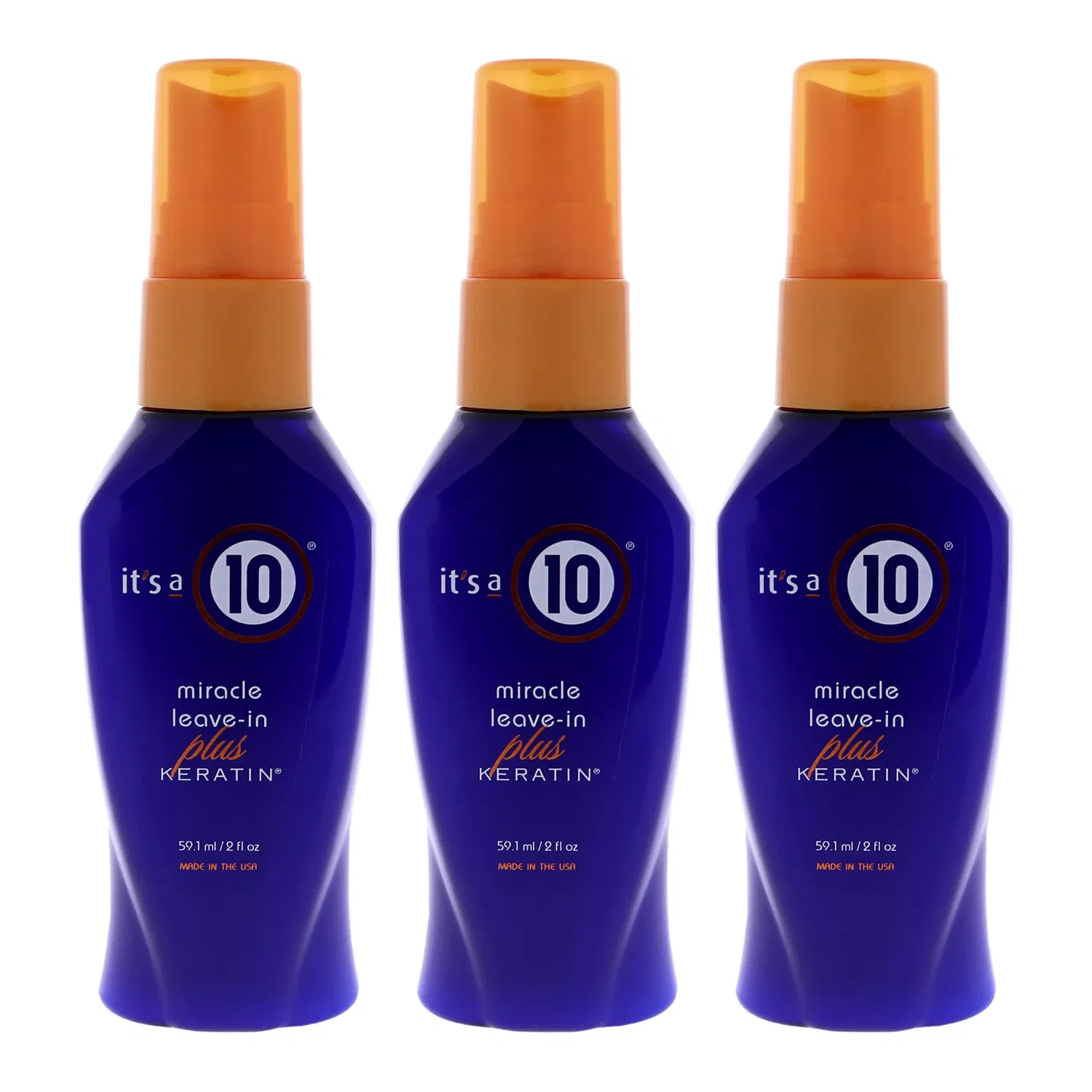Несмываемый кондиционер Miracle Leave In Plus Keratin от Its A 10 для мужчин и женщин - лак для волос 59 мл - упаковка из 3 штук, Clear