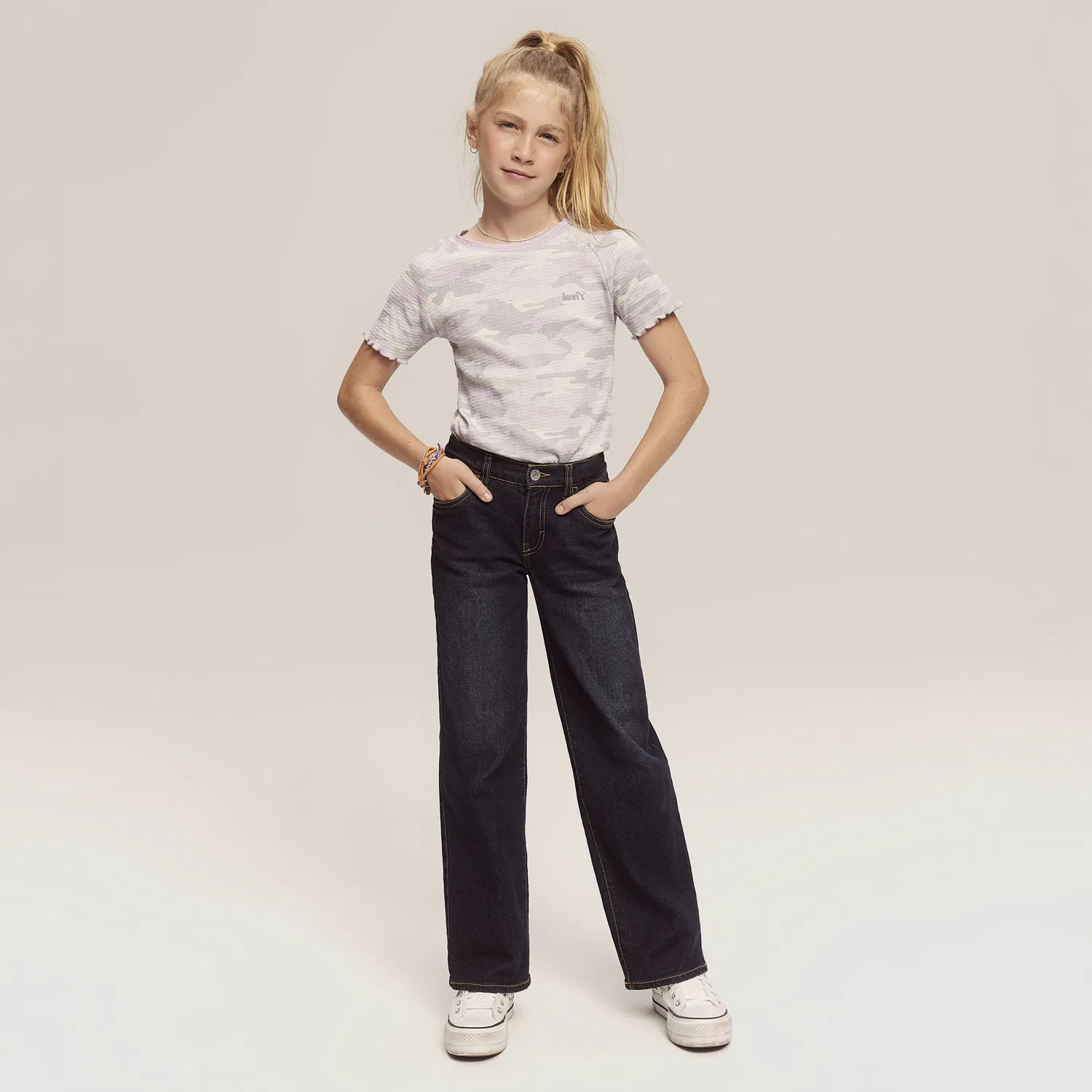 Широкие джинсы для девочек 4-6 лет Levi's, Dark Wash — фото 2