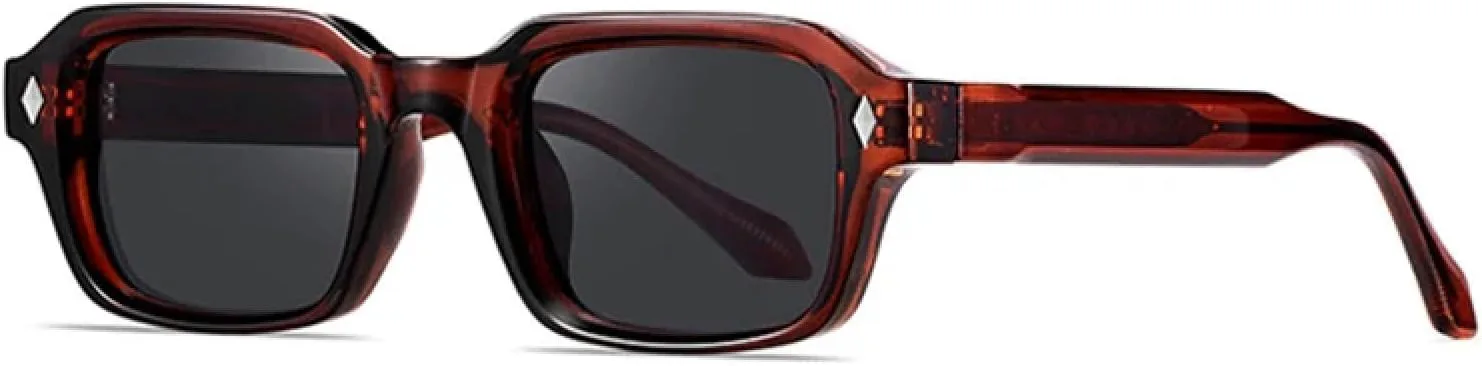 

Мужские солнцезащитные очки в стиле ретро, ​​прямоугольные, роскошные, модные женские панк-очки, защита от УФ-излучения UV400, заклепки TVTBBVV, Red Brown Gray