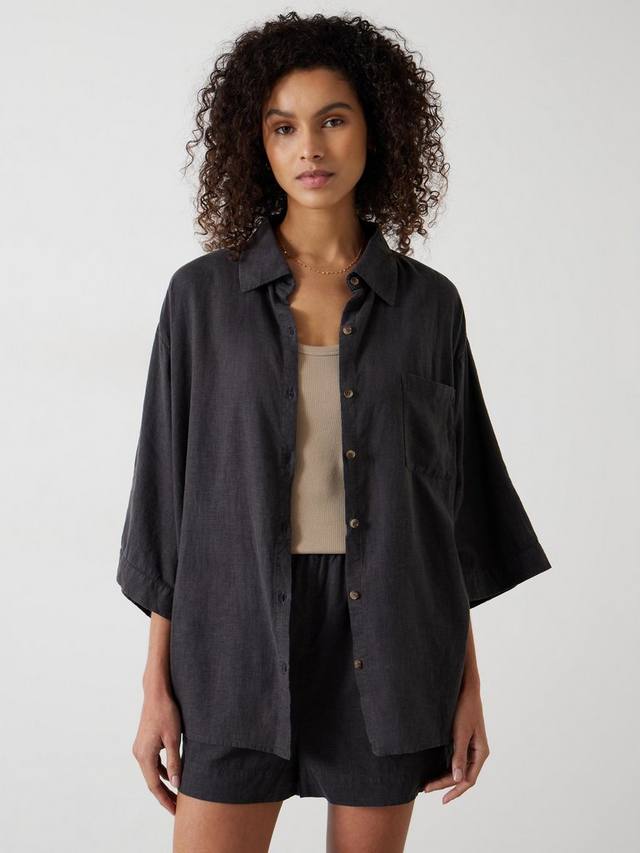 

Пляжная рубашка из льняной смеси lana HUSH, цвет Washed Black