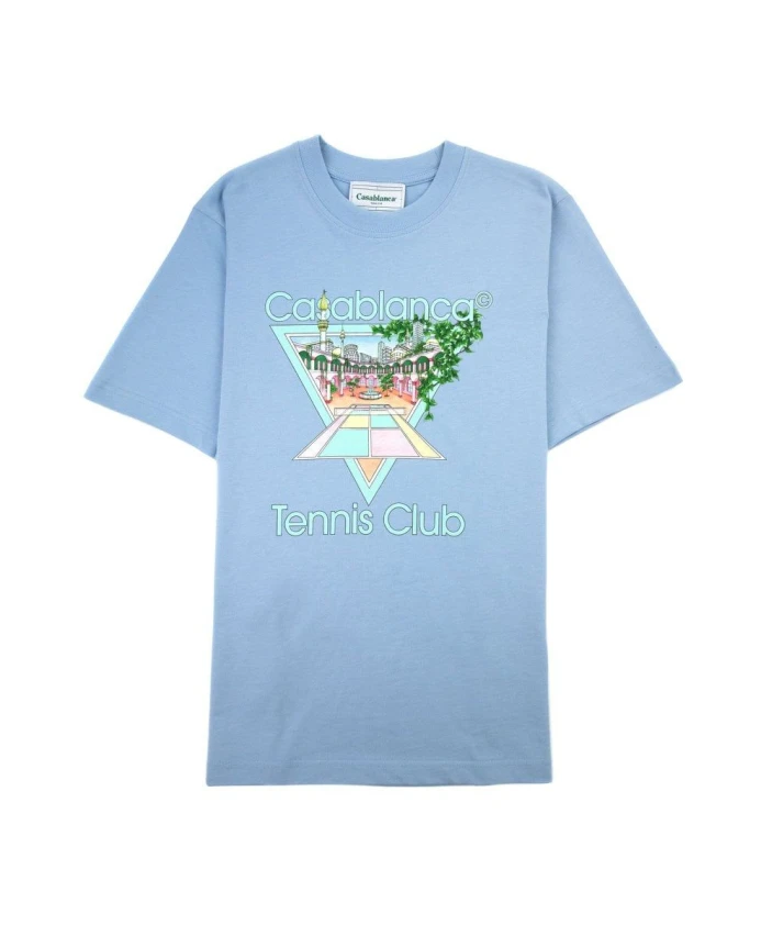 

Синяя хлопковая футболка Casablanca, синий