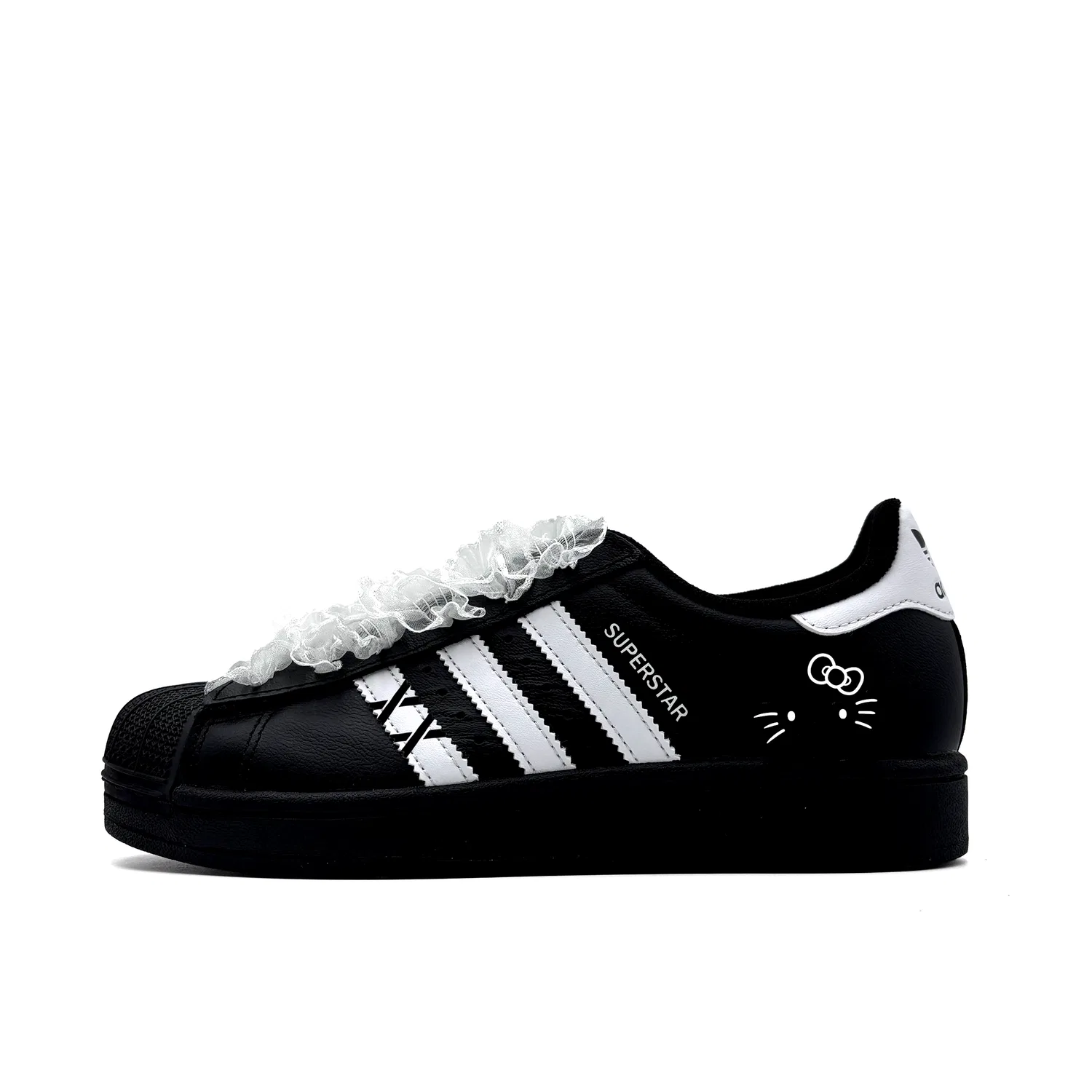 Кроссовки детские Superstar 2 Meowth Kitten Adidas Originals Black White